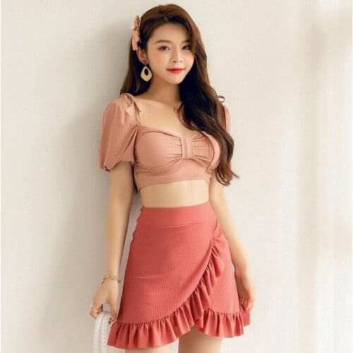 Womens Swimsuit Swimwear Swimming Suit Woman Two Piece Swimsuits Pieces Girl Women Sexy Back Split Skirt Bikini Set Polyester