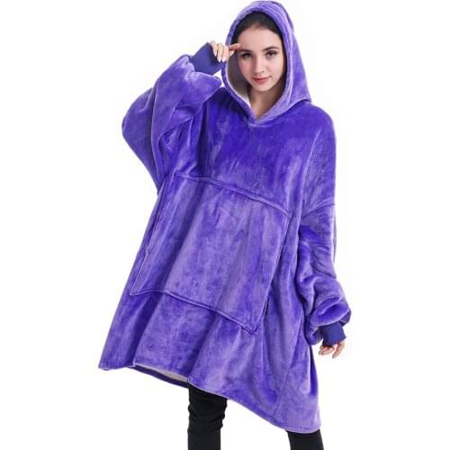 Women Winter Thick Blanket Sweatshirt Robe Outdoor Hooded Coats Warm Bathrobe Christmas Fleece Tracksuit Hoodie Sudadera Mujer