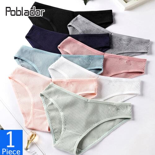 Poblador S-XXL Sexy Womens Cotton Sport Panties Underwear Seamless Soild Panty Low Waist Soft Comfortable Lady Lingerie Briefs