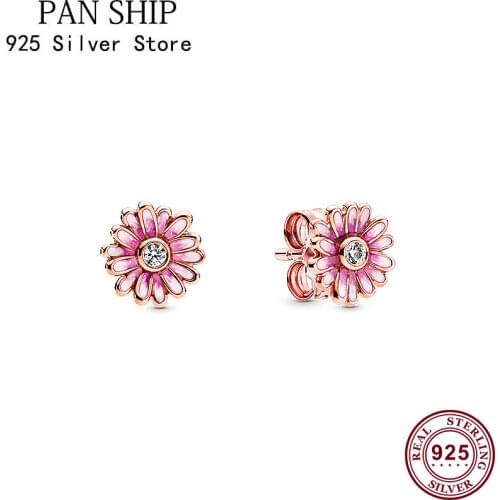 2020 New 925 серьги Silver Pan Earrings Rose Gold Daisy Pan Earrings For Women Wedding Gift Fashion Jewelry