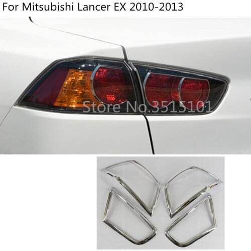 Car detector ABS Chrome cover trim back tail rear light lamp frame parts 4pcs For Mitsubishi Lancer EX 2010 2011 2012 2013