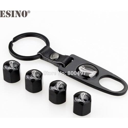 4 x Car Styling Stainless Steel Zinc Alloy Wheel Tire Valve Stems Caps Universal With Mini Wrench Key Chain for Mustang Shelby