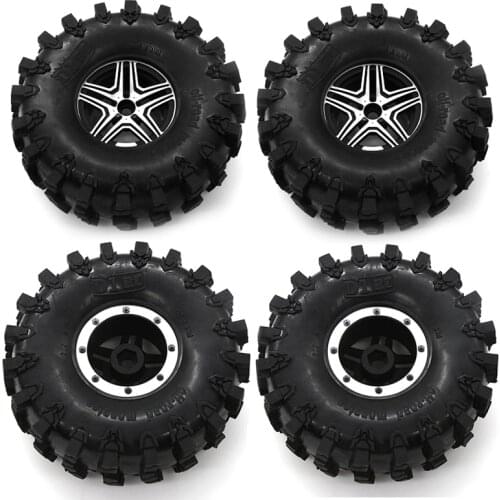4PCS Metal 2.2 Beadlock Wheel Rim Tires Set For 1/10 RC Crawler Car Axial SCX10 90046 Traxxas TRX-4 Redcat GEN 8
