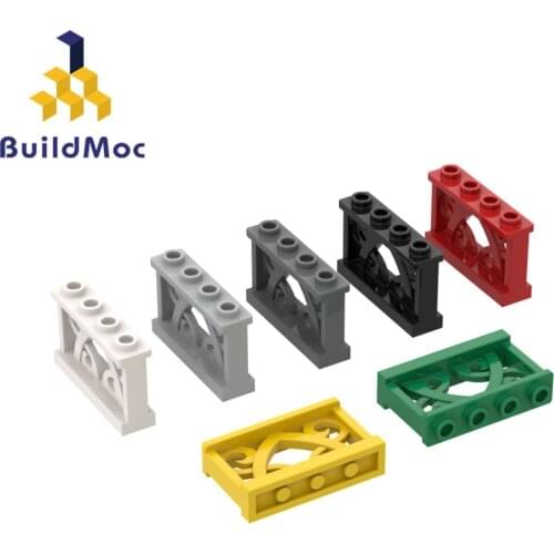 BuildMOC 19121 1 x 4 x 2 fence with 4 studs For Building Blocks Parts DIY Construction Classic Brand gift