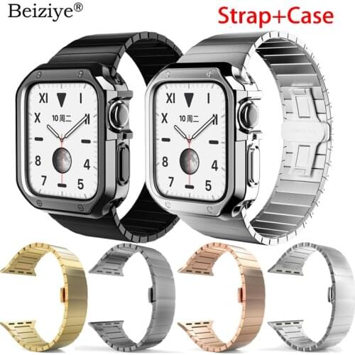 Watch Case+Stainless Steel Watchband For Apple Watch Band 42mm 38mm 40mm 44mm Bracelet For Apple Watch Series SE 6 5 4 3 2 1