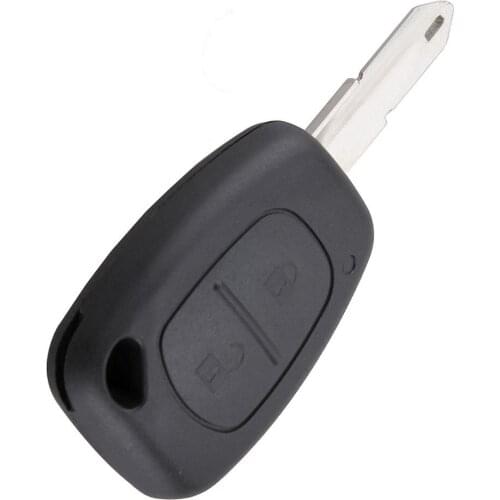 Black 2 Buttons Auto Car Key Case Shell Keyless Remote Fob Replacement with Uncut Flip Key for RENAULT