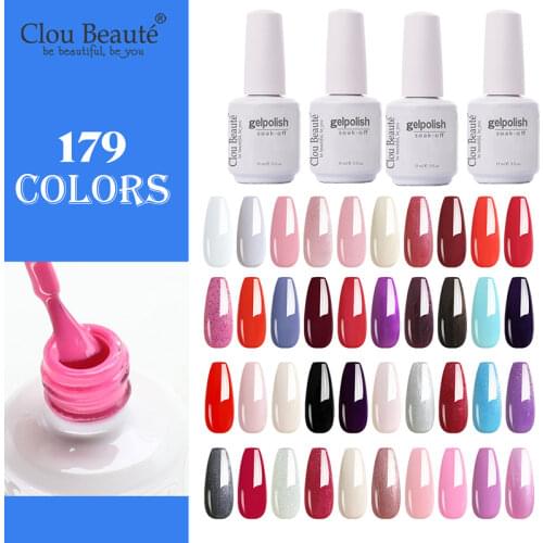 Clou Beaute 179 Colors Nail Gel UV LED Semi Permanent Nail Polish Varnish Hybrid 15ml Yellow Pink Art Builder Gel Lacquer