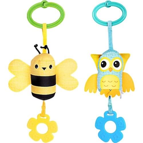 Infant Bed Bell Sleep Soothing Toy Baby Plush Toys Animal Car Bed Hanging Teether Wind Chimes Bee Owl Rattles For Kids Toddler
