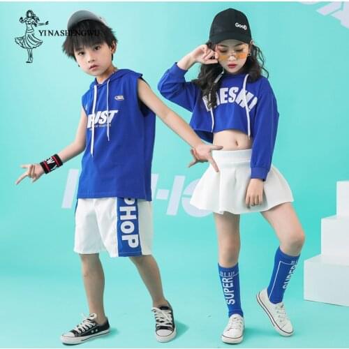 Jazz Dance Costume Children Street Dance Clothes Hip Hop Korean Version of Jazz Umbilical Childrens Short-sleeved Costumes
