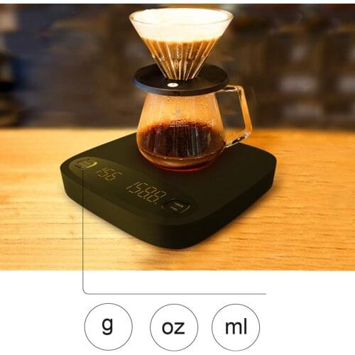 Electronic coffee scale and kitchen scale 2kg 0.1g LCD with timer usb charging weighing tool