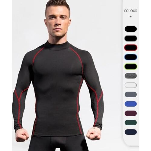 Autumn Winter Long Sleeve T-Shirt For Men Running Fitness Workout Tight Shirt Gym Sport Clothing Elastic Quick Dry Sport Shirts