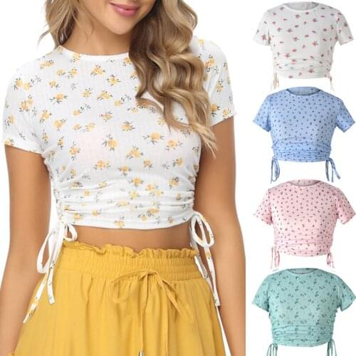 2021 New Designer 8 Colors Casual Ribbed Sweet White T shirt Print Elastic Twist Short Sleeve Slim Womens T-shirts Tees