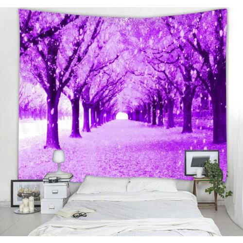 Nordic Pink Woods Landscape Decoration Tapestry Bohemian Hippie Wall Tapestry Curtain Living Room Bedroom Wall Decoration Tapest