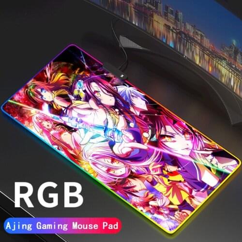 Anime RGB NO GAME NO LIFE Mouse Pad Gamer Desktop Keyboard Player Mousepad LED Gaming Mause Mat for PC Desk Support DIY