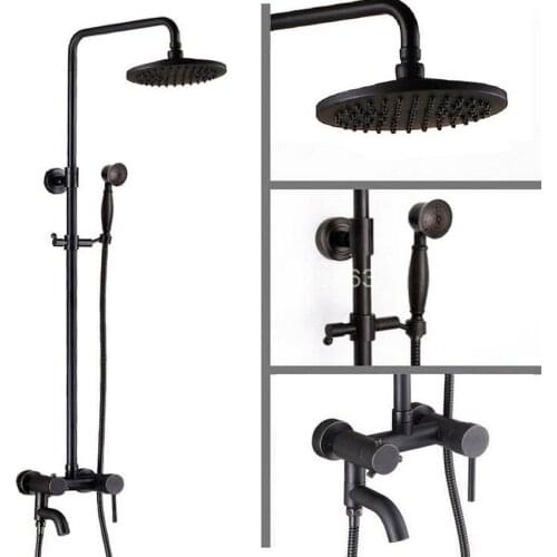 Brass Black Oil Rubbed Bronze Bathroom Rainfall Bathtub Shower Mixer Tap Faucet Single Handle Wall Mounted ars362