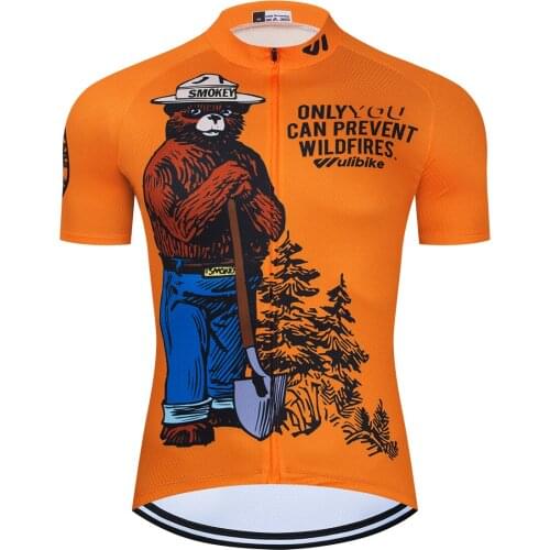 Summer Short Sleeve Jersey Breathable Cycling Clothes for Mens Bicycle Sportwear Prevent Wildfires Smokey Bear Funny Jerseys
