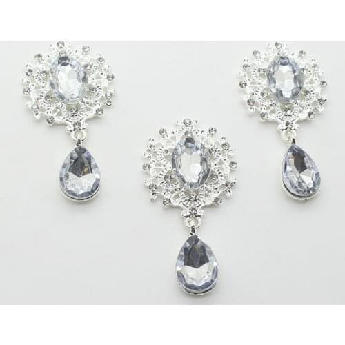 5pcs water drop metal Rhinestone buttons flatback hair bow dectoration
