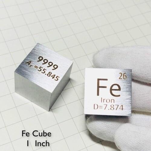 Iron Metal 1 Inch 25.4mm Density Cube 99.995% Pure for Element Collection
