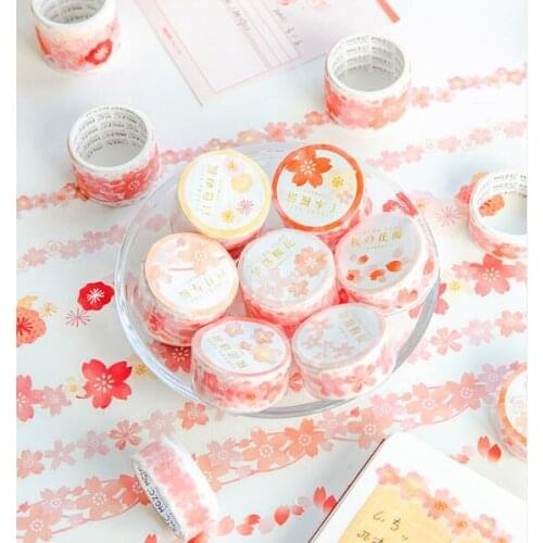Kawaii Stationery Washi Tape Set DIY Scrapbooking Cherry Blossom Decoration Journal Stickers 8 Types/Set