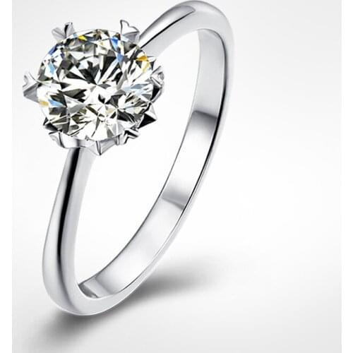 Trendy 925 sterling silver Moissanite Ring snowflake Smooth setting Round Brilliant Cut moissanite proposal ring romantic design