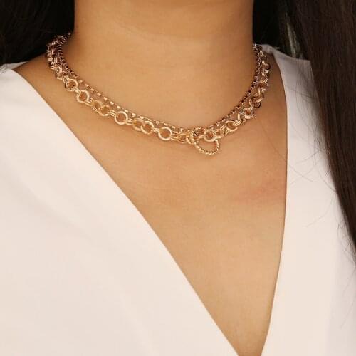 Fashion Thread Circles Choker Necklace for Women Gold Color Rhinestone Clavicle Chain Short Necklaces Female 2021 New