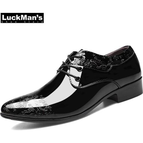 Mens Dress Shoe Clould Patent Leather Men Wedding Oxford Shoes Lace-Up Office Suit Mens Casual Shoes Luxury Italian Plus Size