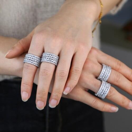 Fashion Double Layer AAA Crystal Zircon Stone Engagement Rings Luxury Female Leaf Shape Wedding Jewelry Promise For Women