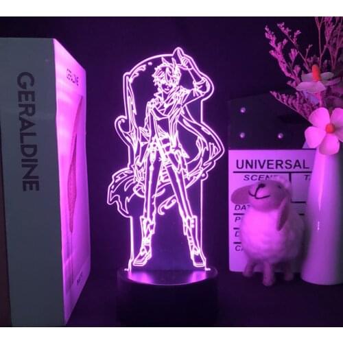 Hot LED Night Light Kid Genshin Impact Anime Figure Lamp For Indoor Bedroom Party Novelty Illusion Desktop Decor Birthday Gift
