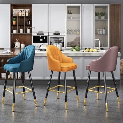 Nordic Living Room Restaurant High Bar Chairs Modern Minimalist Home Furniture Rotating Bar Stool Hotel Swivel Backrest Armchair