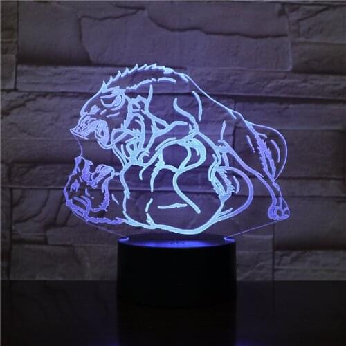 Ferocious Wolfs Decor 3D LED Nightlights Colorful Wolf Design Table Lamp teen wolf Illusion Lights Bedroom Modern Decor 2306