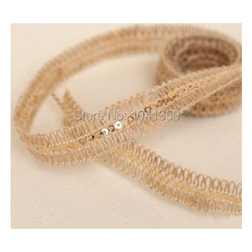 Cloth natural hemp cord jute rope with sequins handmade decoration twiner lace paragraph zakka 15mm(0.59'') 10mtrers/lot