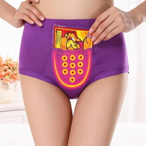 Female Physiological Pants Warm Leak Proof Menstrual Period Panties Mid Waist Underwear Healthy Cotton Pocket Seamless Briefs