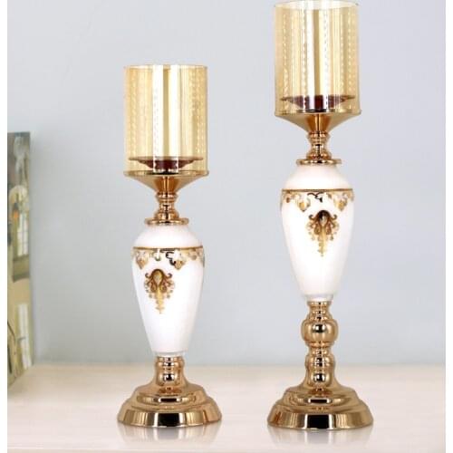 Home decoration metal glass cover candle candlestick decorations restaurant romantic furniture household handicrafts gifts