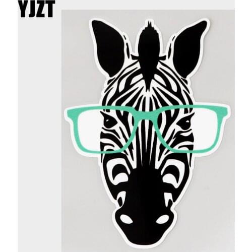 YJZT 10.1CM×14.9CM Creative Black Zebra With Glasses Decal PVC Car Sticker 11C-0192