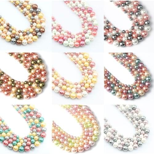 Natural Mixed Color Shell Pearl Beads 6mm-12mm Round Loose Spacer Beads for Jewelry Making Diy Bracelet Necklace Wholesale 15
