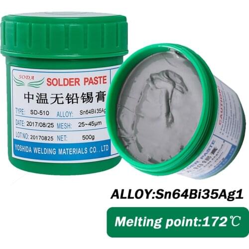 1 Bottle SD-510 Medium Temperature Lead-Free SMT Solder Paste Computer Motherboard Welding LED Home Appliance Repair Sn64Bi35Ag1