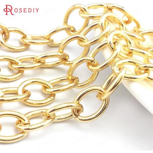 1 Meter 9x7MM 14x10.5MM 24K Gold Color Iron Round Wire Oval Shape Necklace Bracelets Chains Jewelry Making Supplies Accessories