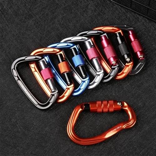 1PC Mountaineering Caving Rock Climbing Carabiner D Shaped Safety Master Screw Lock Buckle Escalade Equipement 12/23/24/25KN