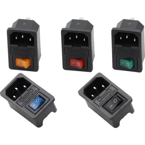 1PC Rocker Switch Fused IEC 320 C14 Inlet Power socket with lamp Fuse Switch Connector Plug Connector with fuse