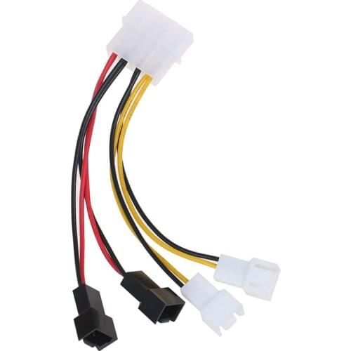 1pcs 4-Pin Molex To 3-Pin Fan Power Cable Adapter Connector 12v*2/ 5v*2 Computer Cooling Fan Cables For CPU Case Fan Cable
