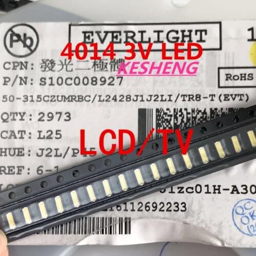 1000PZ Suitable for EVERLIGHT 4014 LED backlight 0.2 W SMD 4014 LED 3 V cool white diode 20LM LCD screen backlight for PLCC-4 TV