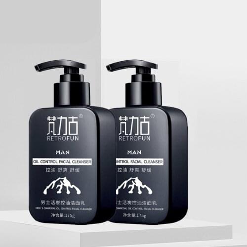 175ml Oil Control and Mite Removal Facial Cleanser, Cleanser, Amino Acid Bamboo Charcoal Cleansing Foam, Mens Facial Cleanser