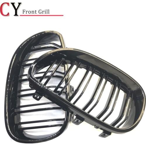 2 PCS Gloss black Front Kidney Sport Grilles Hood Grill For BMW E60 E61 2003-2009 M5 525i 528i 528xi 530i