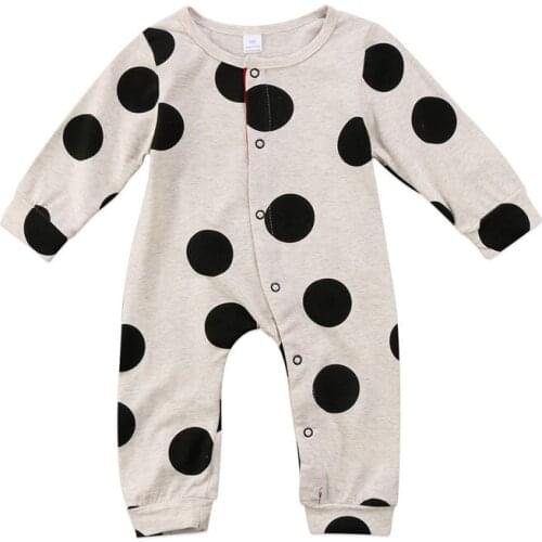 2019 Newborn Baby Boy Girl Cotton Romper Long Sleeve Big Dots Jumpsuit Rompers Outfits Clothes