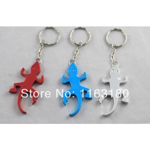 2400 pcs/lot Beer Bottle Opener Lizard shaped KeyChains Aluminum Alloy Can Open Tools Promotion Gift-Free Shipping