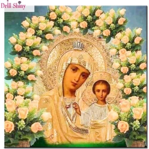 3D Diy Embroidery Virgin And Flower Diamond Painting square Cross Stitch home Decoration Of Rhinestone Full Mosaic wall paintig
