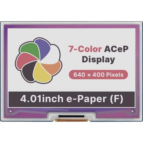 4.01inch ACeP 7-Color E-Paper E-Ink Display HAT for Raspberry Pi, 640×400 Pixels,4.01inch e-Paper HAT (F)