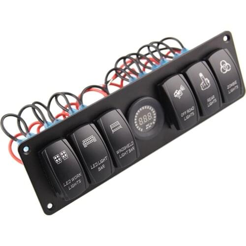 6 Gang Waterproof Car Auto Boat Marine Color LED Rocker Switch Panel