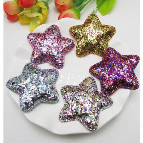 6PCS Star Ball Padded Appliques For clothes DIY Baby hair Clip headwear Decor Ornament Accessories