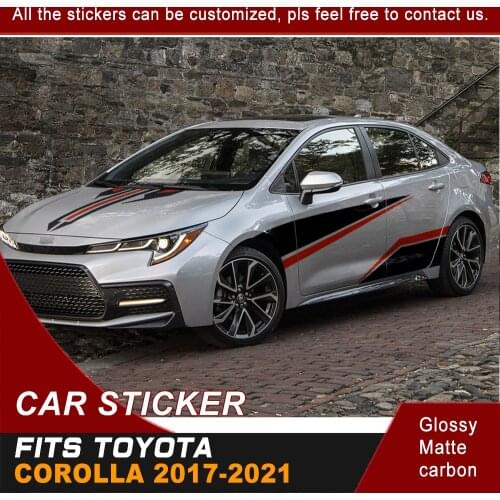 Car Stickers Bonnet Side Door Racing Stripe Graphics Vinyl Car Decals Custom Fit For TOYOTA COROLLA 2017 2018 2019 2020 2021